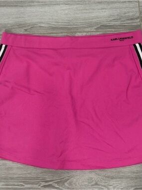 Karl Lagerfeld Fuchsia Athletic Skort with Black & White Side Stripes